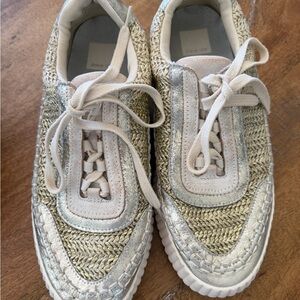 Dolce Vita Silver and Cream Sneakers